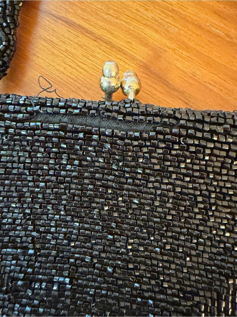 Y2K Black Beaded Evening Clutch Handbag